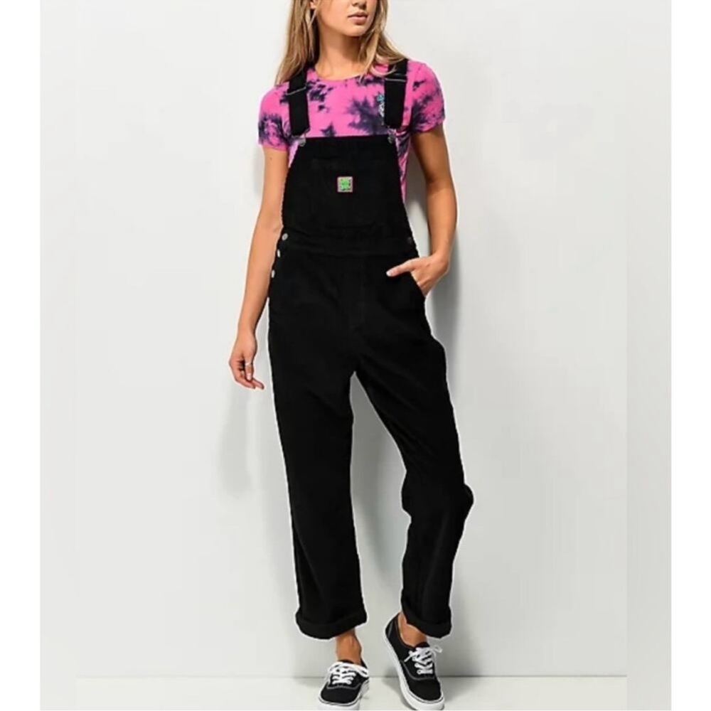 Empyre Womens Suzie Skater Overall Corduroy Black Y2K 90s Grunge Cord Sz XS